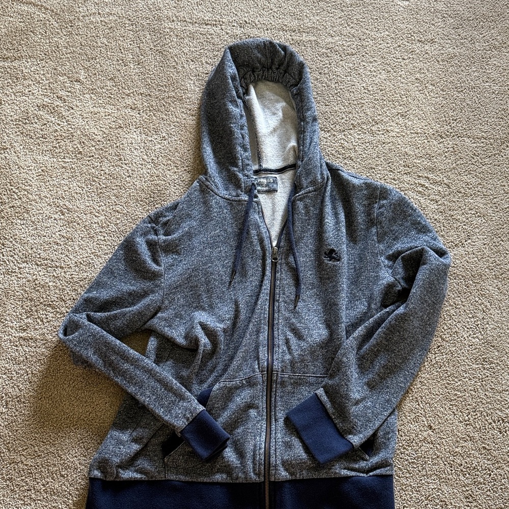 Express Gray and Black Fleece Jacket